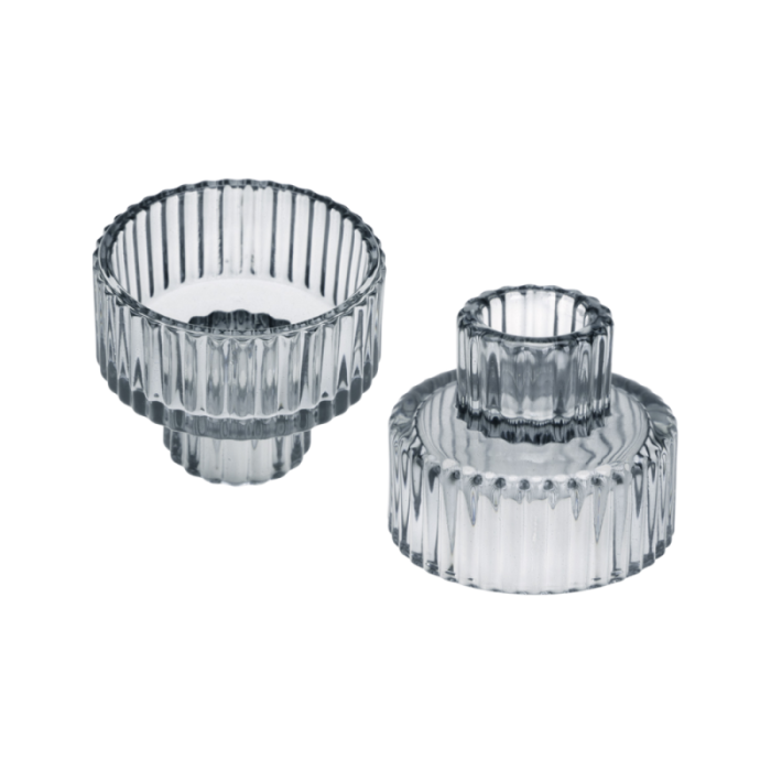 Świecznik szklany TEALIGHT GRAY