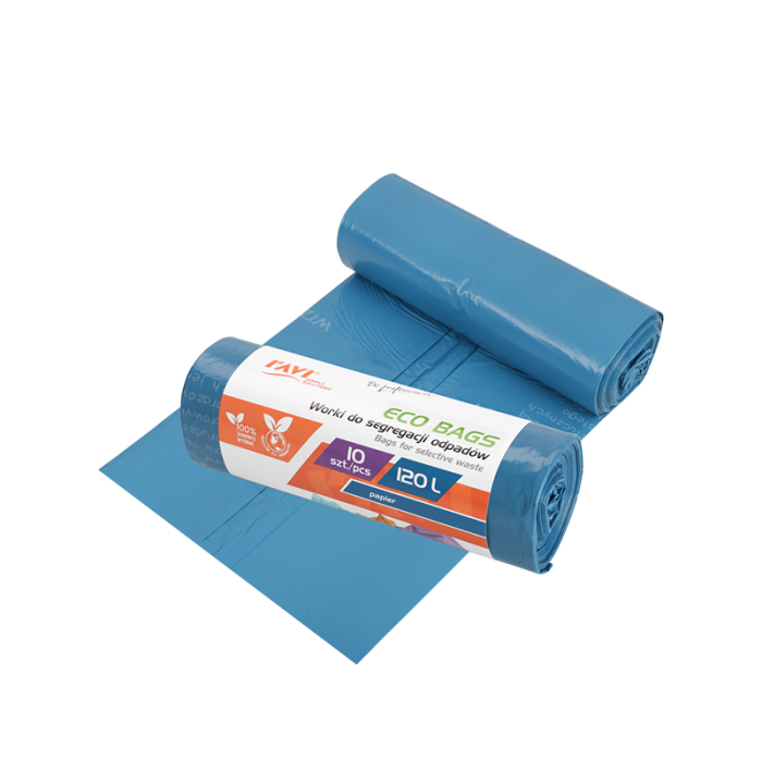 Worki Eco Bags 120L, 10 szt. niebieskie (papier) 00783
