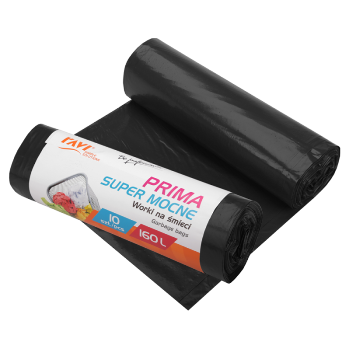 Worki na śmieci Prima 160l LDPE czarne, 10 szt. 00761