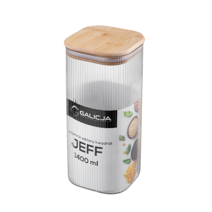 Pojemnik szklany kwadrat JEFF 1400 ml 38557 J
