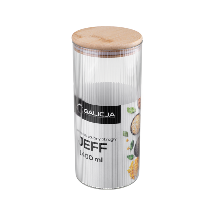 Pojemnik szklany okrągły JEFF 1400 ml 38526 J