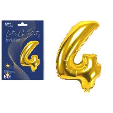 LGP Balon foliowy 60 cm CYFRA 4, 22129 złoty