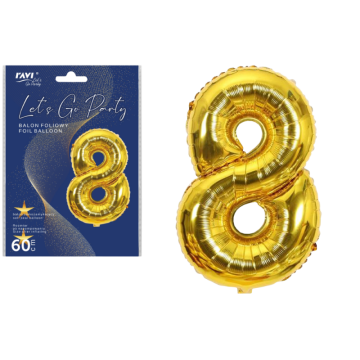LGP Balon foliowy 60 cm CYFRA 8, 22133 złoty