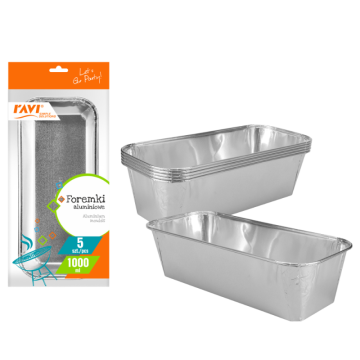 NJ Foremki aluminiowe 1000ml, 5szt.  00111