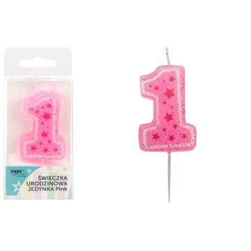 Świeczka urodzinowa JEDYNKA 52048 Pink