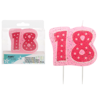 Świeczka urodzinowa OSIEMNASTKA 52051 Pink