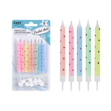 Świeczki urodzinowe PASTEL DOTS 8 szt. 62075