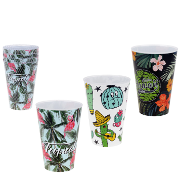 Zestaw plastikowych kubków wielokrotnego użytku 400ml 4szt. 70227