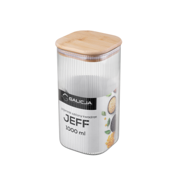 Pojemnik szklany kwadrat JEFF 1000 ml 38540 J